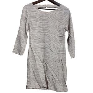 NWT NOMBRE Beige Stripe 3/4 sleeve open back dress Made in USA Women's XS